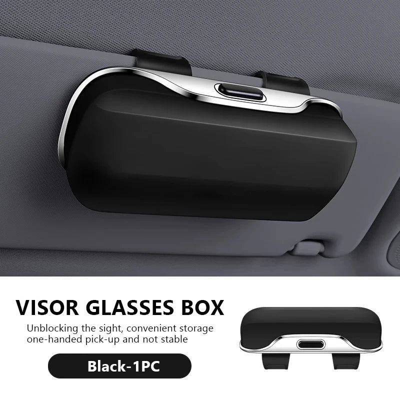 SEAMETAL Car Sun Visor Glasses Case Extra-Large Sunglasses Holder Storage Box Stable Eyeglasses Case Organizer Protection Box