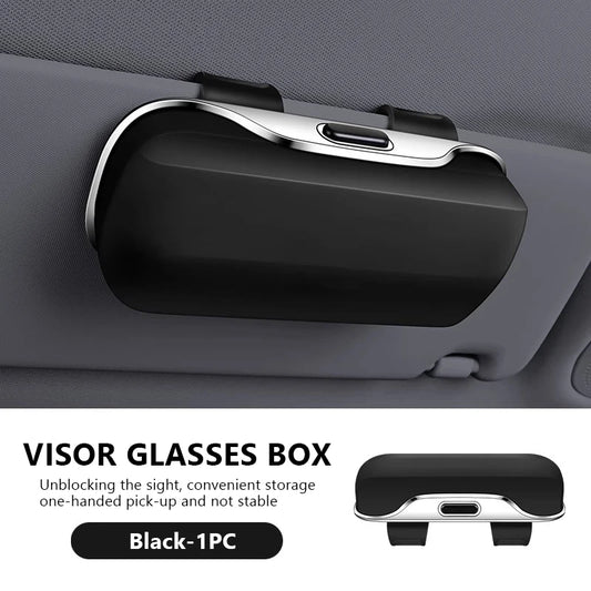 SEAMETAL Car Sun Visor Glasses Case Extra-Large Sunglasses Holder Storage Box Stable Eyeglasses Case Organizer Protection Box