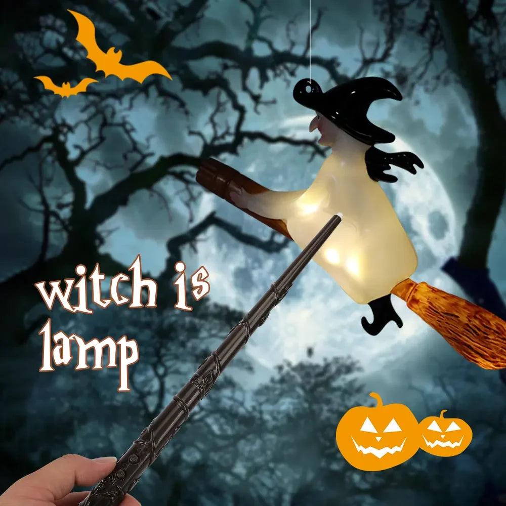 Floating Candles with Wand 12 Pcs Magic Hanging Candles Flickering Warm Light Flameless Floating LED Candle Halloween Decoration