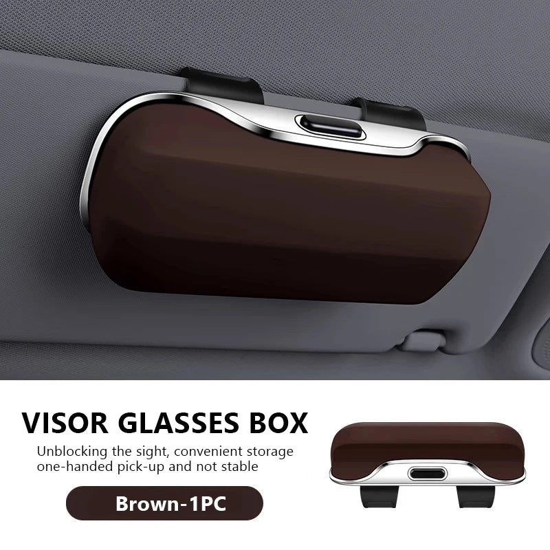 SEAMETAL Car Sun Visor Glasses Case Extra-Large Sunglasses Holder Storage Box Stable Eyeglasses Case Organizer Protection Box