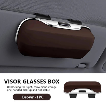 SEAMETAL Car Sun Visor Glasses Case Extra-Large Sunglasses Holder Storage Box Stable Eyeglasses Case Organizer Protection Box