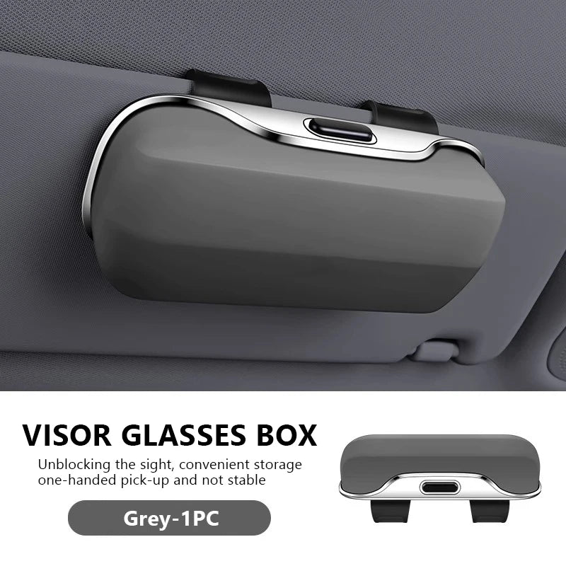 SEAMETAL Car Sun Visor Glasses Case Extra-Large Sunglasses Holder Storage Box Stable Eyeglasses Case Organizer Protection Box