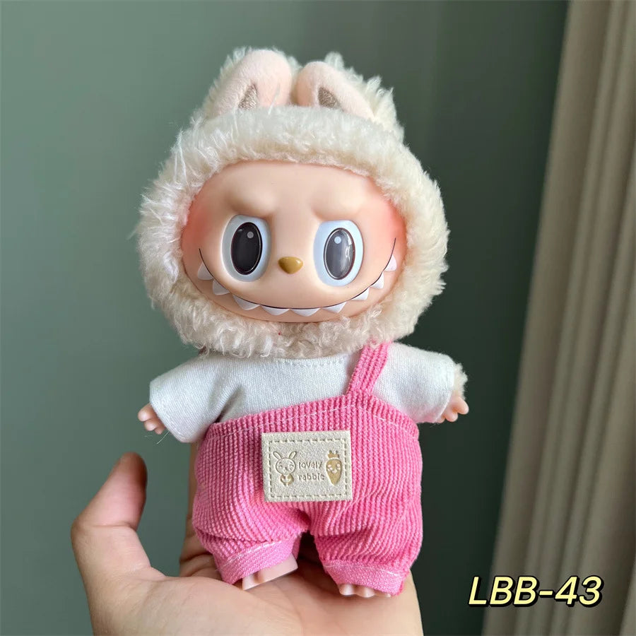 Doll Clothes for 15-17Cm Labubu Pendant Sitting Baby Bee Dinosaur Shark Labubu Dolls Accessories Cute Decoration Little Clothes