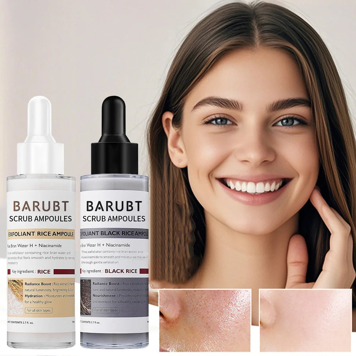 Peel Shot Glow Rice Ampoule Serums for Brightening, Exfoliating, and Moisturizing - Suitable for All Skin Types