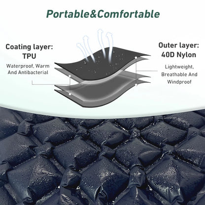 Outdoor Sleeping Pad Camping Inflatable Mattress Ultralight Air Cushion Travel Mat Folding Bed No Headrest for Travel Hiking