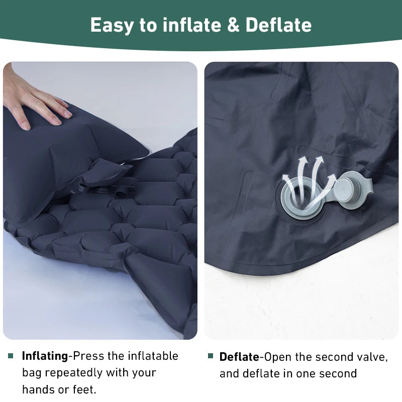 Outdoor Sleeping Pad Camping Inflatable Mattress Ultralight Air Cushion Travel Mat Folding Bed No Headrest for Travel Hiking