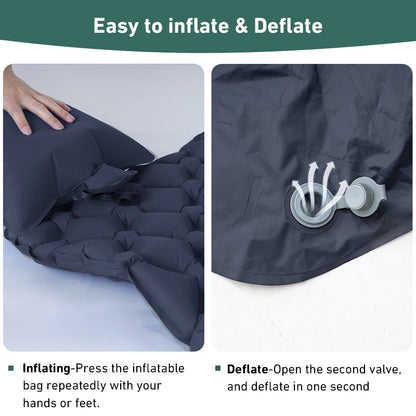 Outdoor Sleeping Pad Camping Inflatable Mattress Ultralight Air Cushion Travel Mat Folding Bed No Headrest for Travel Hiking