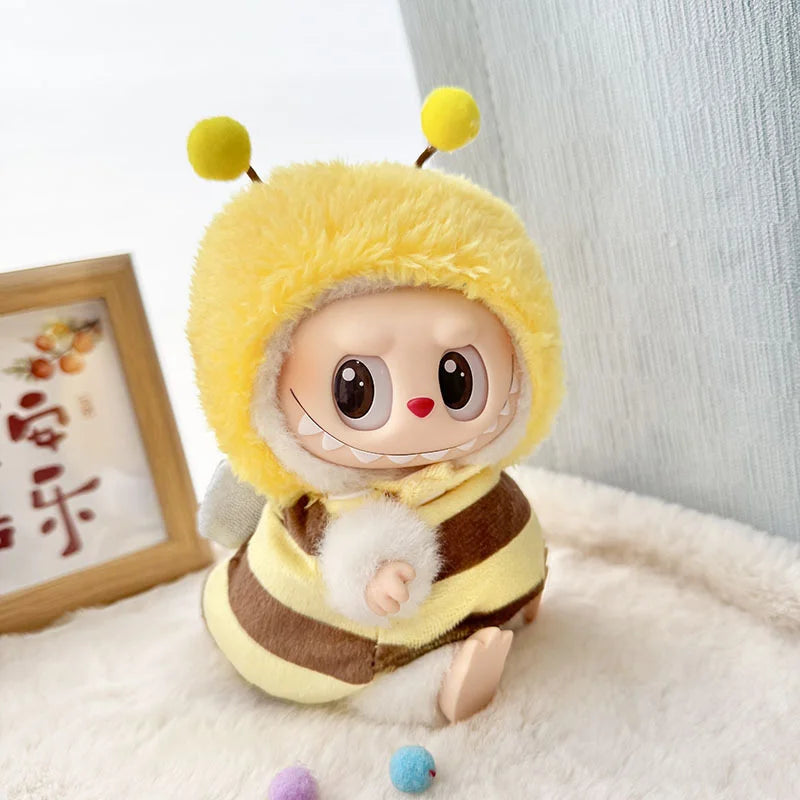 Doll Clothes for 15-17Cm Labubu Pendant Sitting Baby Bee Dinosaur Shark Labubu Dolls Accessories Cute Decoration Little Clothes