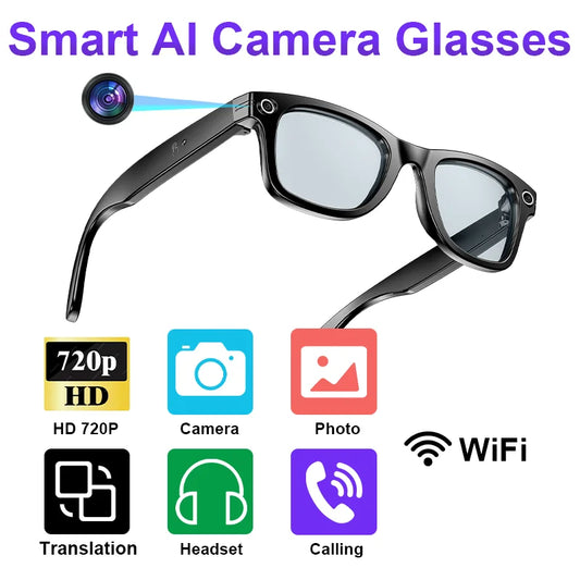 Fashion AI Camera Smart Glasses IP65 Waterproof Bluetooth Call Playing Music Smart Glasses Identify Pictures Use Chatgpt