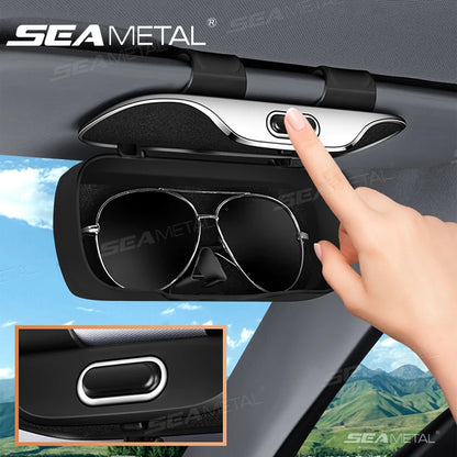 SEAMETAL Car Sun Visor Glasses Case Extra-Large Sunglasses Holder Storage Box Stable Eyeglasses Case Organizer Protection Box