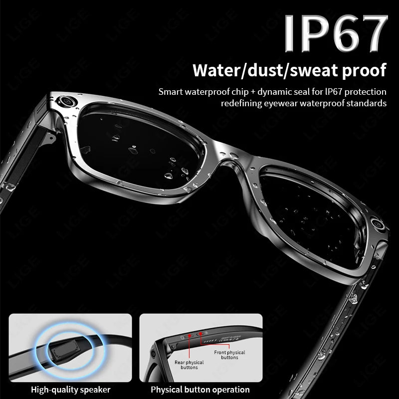 Fashion AI Camera Smart Glasses IP65 Waterproof Bluetooth Call Playing Music Smart Glasses Identify Pictures Use Chatgpt