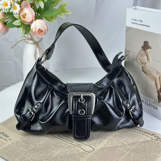 Retro Two-Tone Leather Shoulder Bag