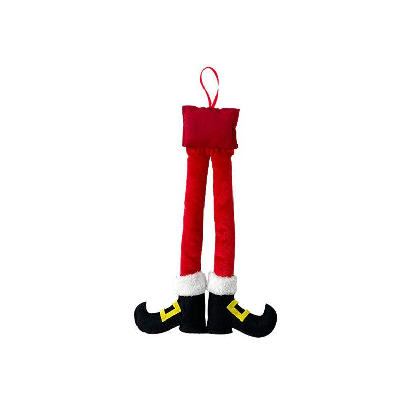 Cross Border New Christmas Striped Red Elf Leg Hanging Tree Decoration Car Clip Leg Decoration Fireplace Party Decoration