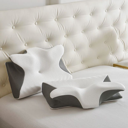 Cow horn-shaped memory foam pillow