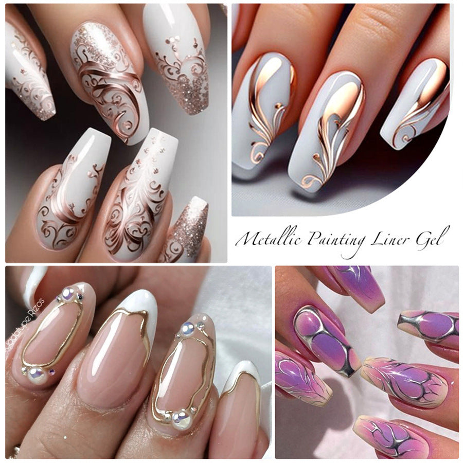Nail art metal pull wire adhesive