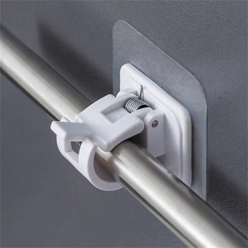 Plastic White Hanging Curtain Rods Home Clamp Hooks Bathroom Shower Curtain Rod Fixed Clip Wall Hooks