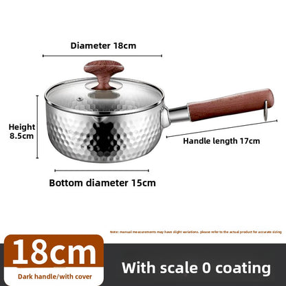 Japanese Style Walnut Handle Stainless Steel Milk Pot