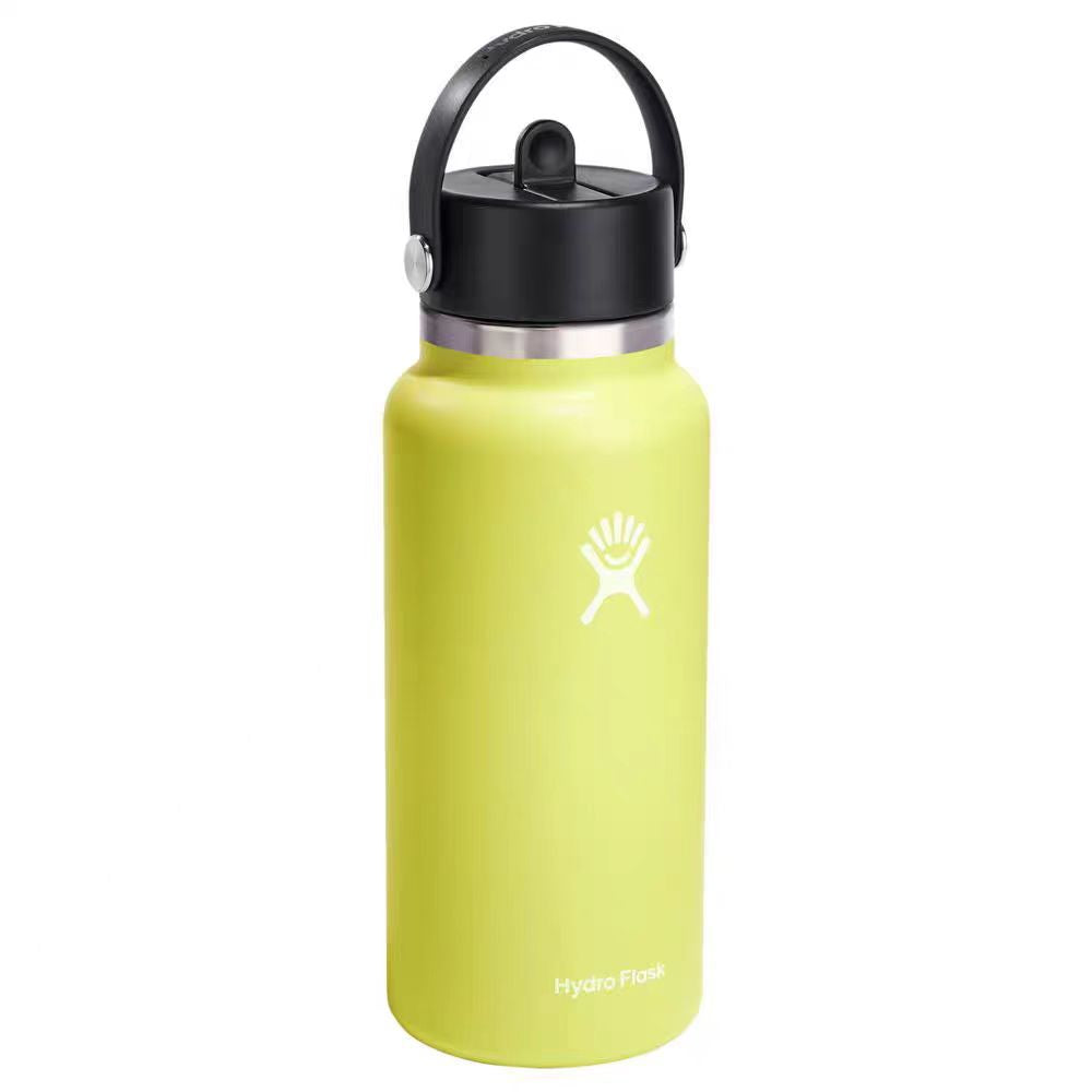 Portable Stainless Steel Thermos with Handle and Straw