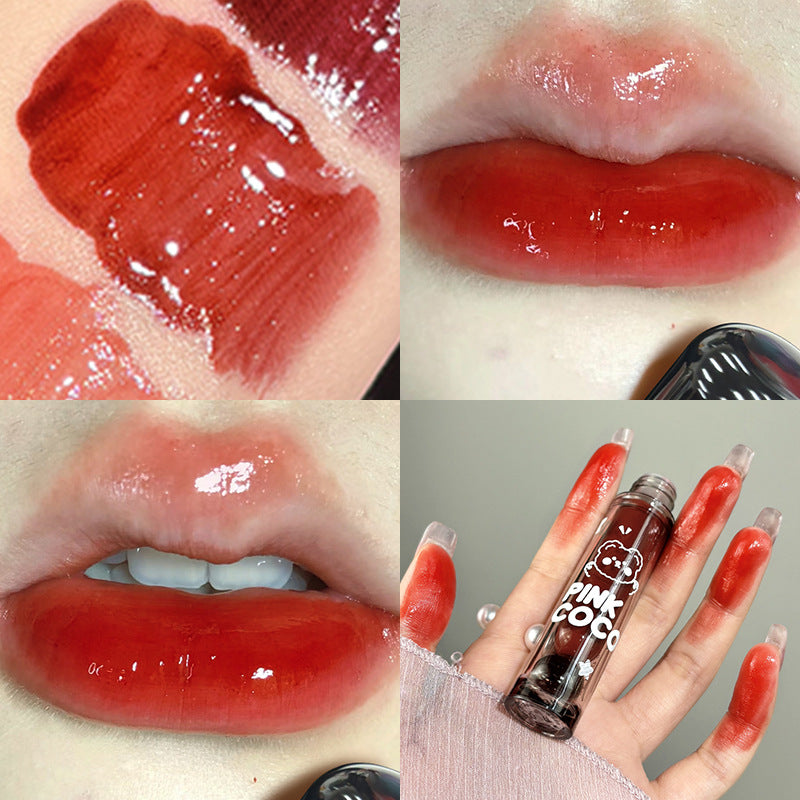 PINKCOCO bear doodle mirror lip glaze