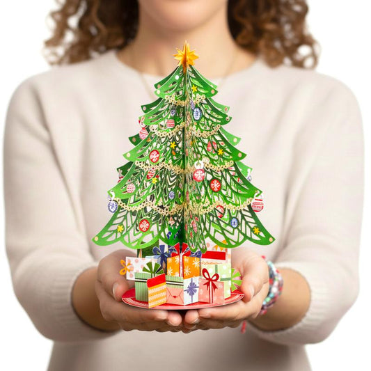 Paper Love Christmas Tree Pop up Card with Removable Keepsake Gift, Handcrafted 3D Holiday Greeting Card Unique Christmas Card Gift & Holiday Decoration 10"X7" W/Envelope & Note Tag