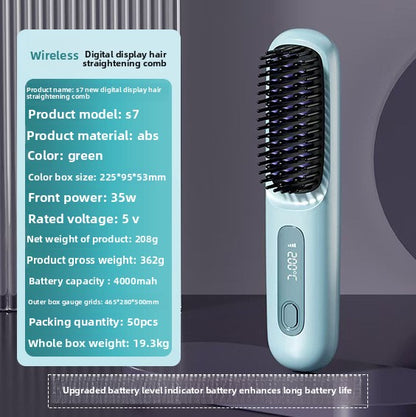 LCD Display USB Rechargeable Ceramic Hair Straightener Comb