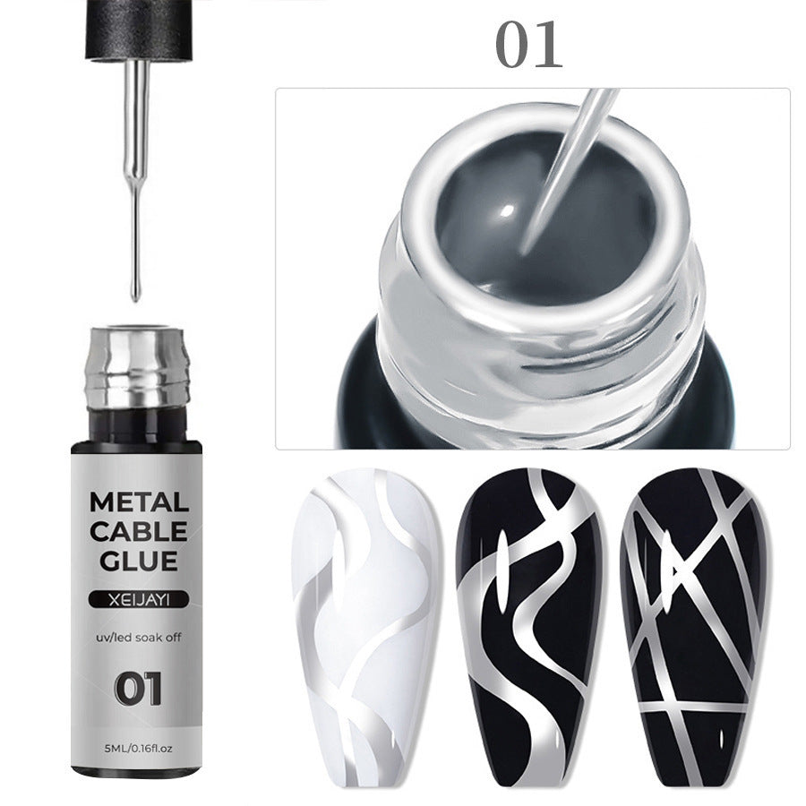 Nail art metal pull wire adhesive