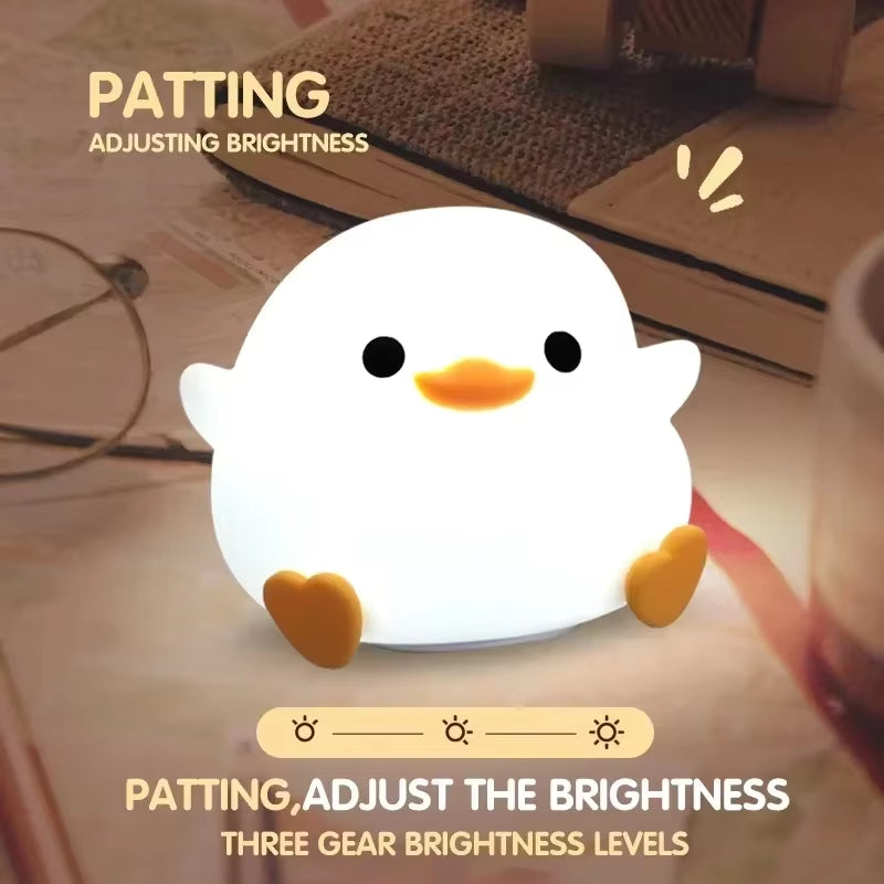 Silicone LED Bedside Night Light Dodo Duck Cute Duck Dimmable Table Lamp Baby Bedrooms Decoration Rechargeable Night Lamps