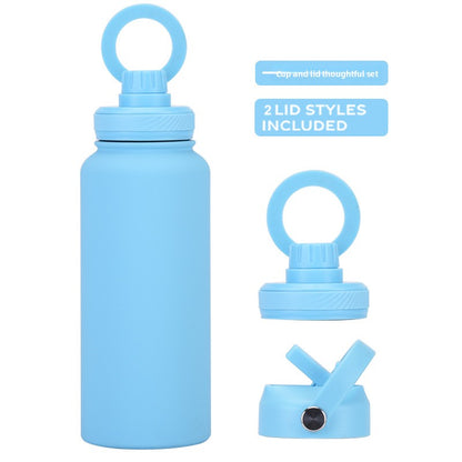 Large capacity straw thermos flask