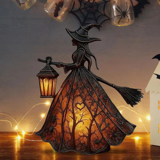 Halloween Witch Lamp, Spooky Standing Night Light, Unique Witch Statue Table Lamp for Bedroom Decoration, Perfect for Halloween Festivities