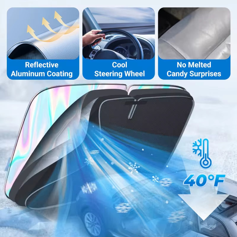 Car Sunshade for Windshield Foldable Laser Sunshade Summer Sun Protection Heat Insulation UV Ray Front Windshield Sunshade Panel