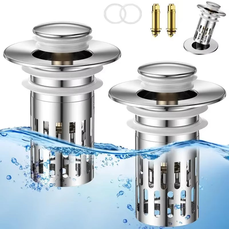 Universal Stainless Steel Drain Strainer Multi Purpose Push to Bounce Core Sink Drain Kitchen Bathroom Sink Universal Drain Kit