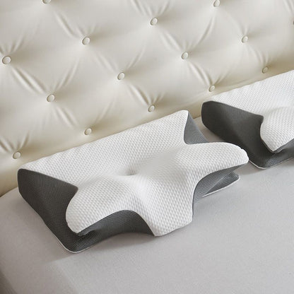 Cow horn-shaped memory foam pillow