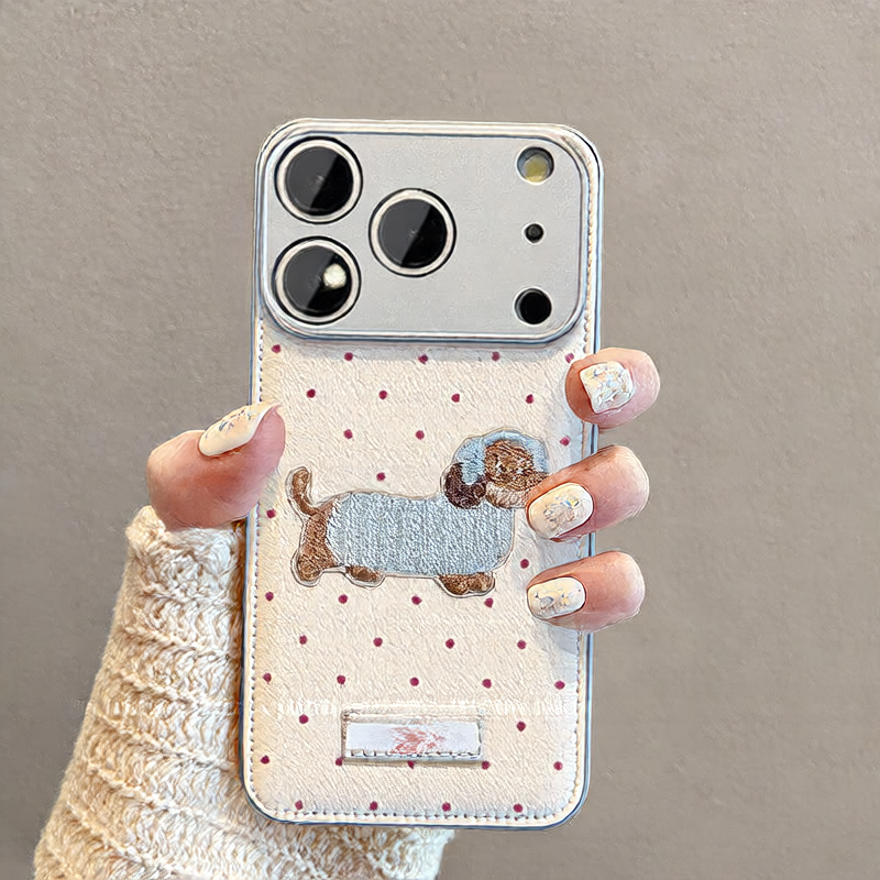 Polka dot sweater puppy phone case