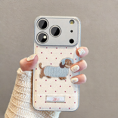 Polka dot sweater puppy phone case