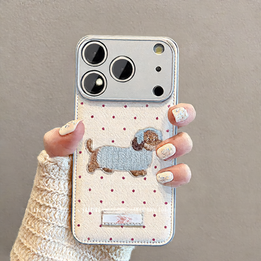 Polka dot sweater puppy phone case