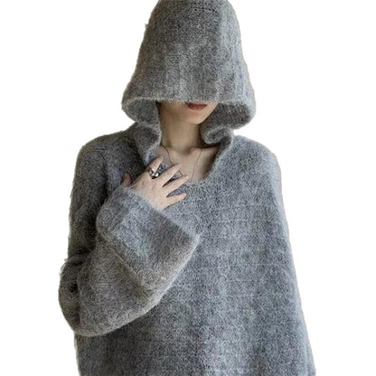 Casual Hooded Knit Sweater for Women