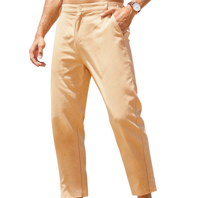 Lightweight casual men's cotton and linen trousers