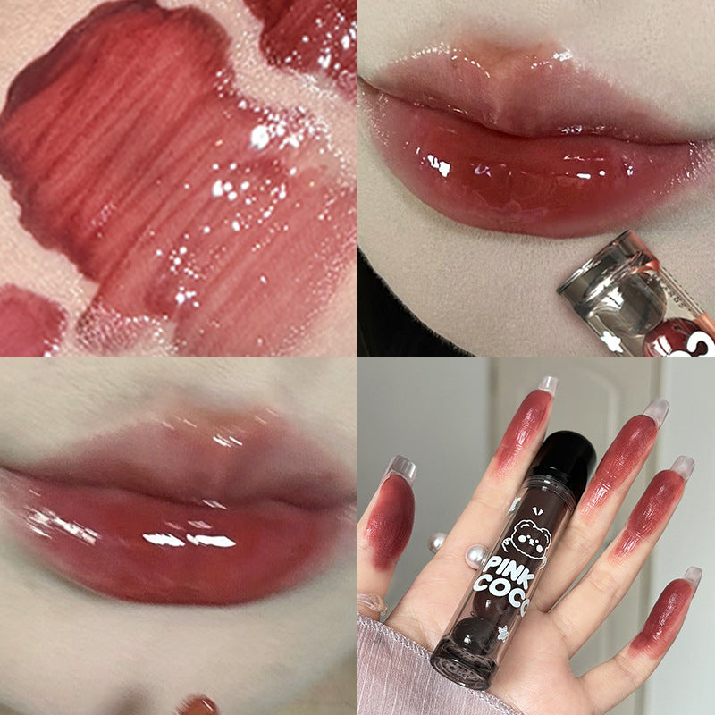 PINKCOCO bear doodle mirror lip glaze