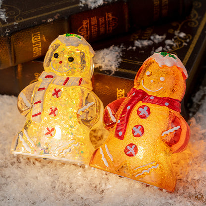 Glowing Christmas Gingerbread Man Snowman Ornament