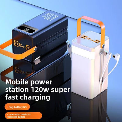120W Fast Charging 160000mAh Power Bank with Built-in Cable
