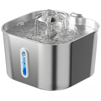 Stainless Steel Pet Water Dispenser 2.2L with USB Interface