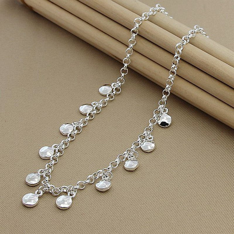 Silver-plated bead pendant necklace