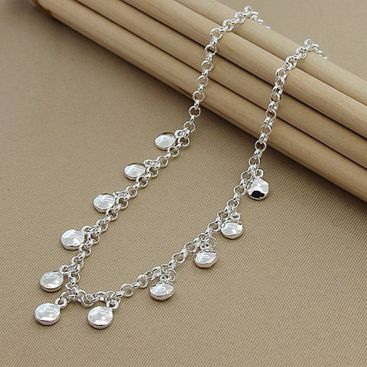 Silver-plated bead pendant necklace