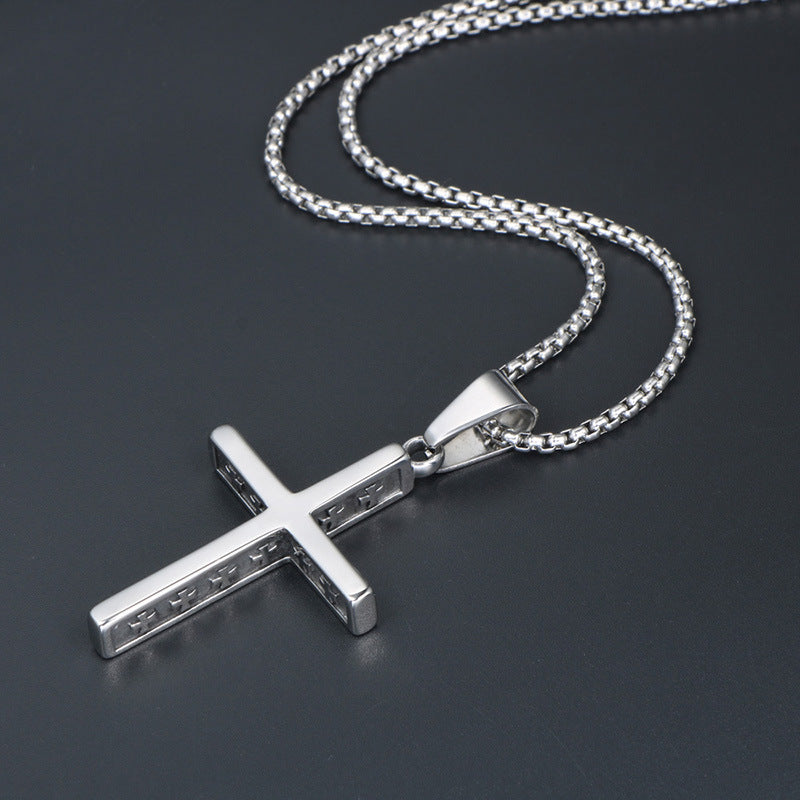Retro Titanium Steel Cross Pendant Necklace