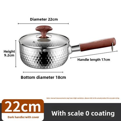 Japanese Style Walnut Handle Stainless Steel Milk Pot