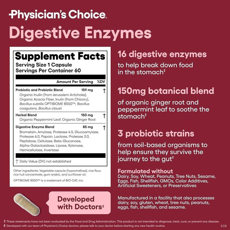 Physician'S Choice Hack Your Tummy Bundle: Bloating, Digestion & Immune Support for Men & Women with Digestive Enzymes & 60 Billion Probiotic
