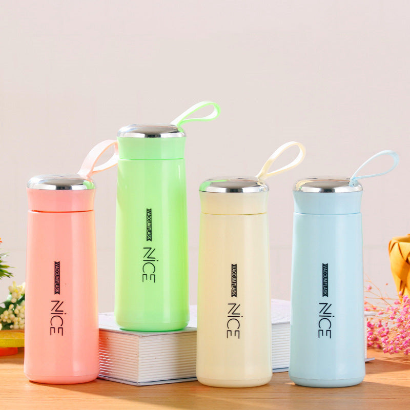Portable double-walled glass cup