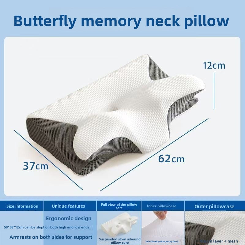 Cow horn-shaped memory foam pillow
