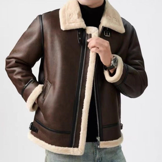 Mens Faux Leather Winter Jacket