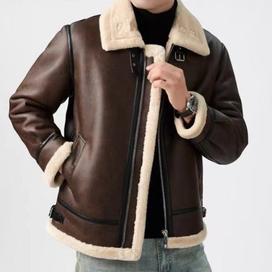 Mens Faux Leather Winter Jacket